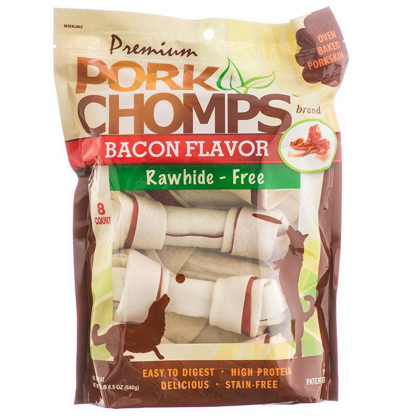 Premium pork top chomps bacon flavor