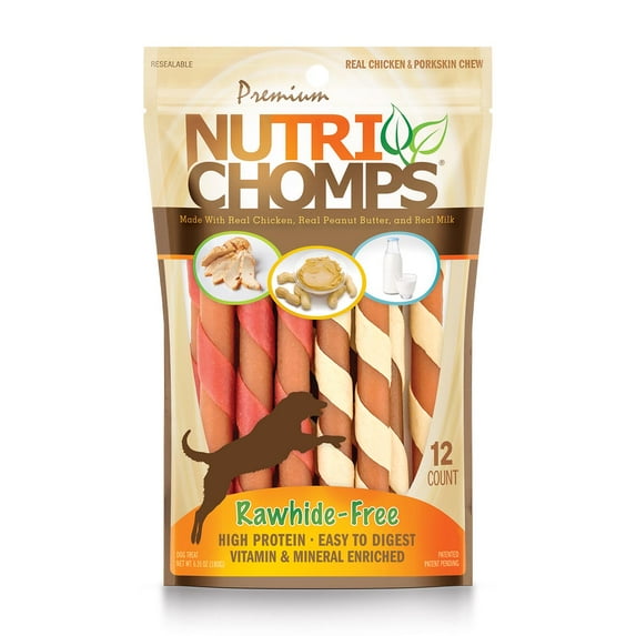 Scott Pet Products 159262 Nutri Chomps Easy to Digest Long Lasting Rawhide-Free Twists Dog Chews - Case of 12
