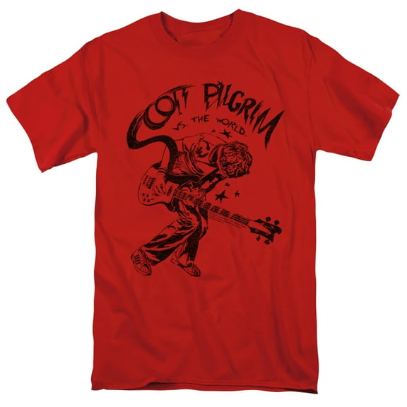 Scott Pilgrim Rockin' Unisex Adult T Shirt (Small) Red