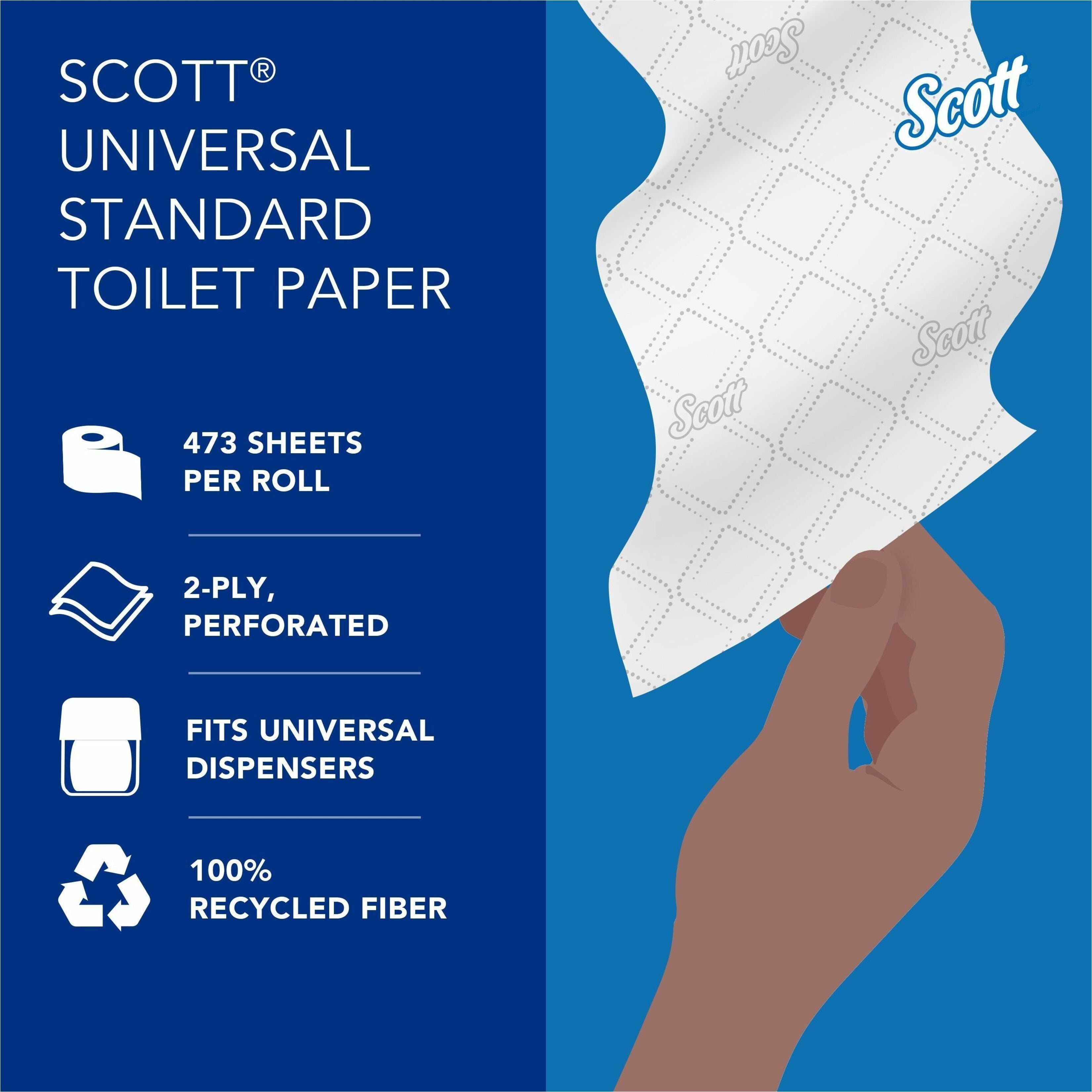Scott® Professional 100% Recycled Fiber Standard Roll Toilet Paper, Bulk (13217), Elevated Design, 2-Ply, Individual Wrap (80 Rolls, 473 Sheets Each)