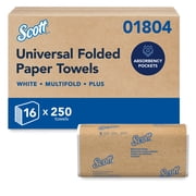 Scott Professional Universal Multifold Paper Towels, Bulk 01804, Absorbency Pockets, White, 9.2"x9.4" Towel, Compressed 250 Sheets/Pack, 16 Packs/Case, 4,000 Sheet Total