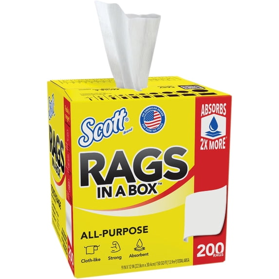 Scott Rags In A Box - Household Cleaning Cloths & Wipes - White