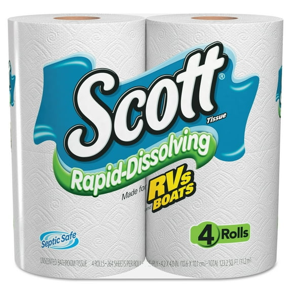 Scott Rapid Dissolve Toilet Paper, 4 Rolls