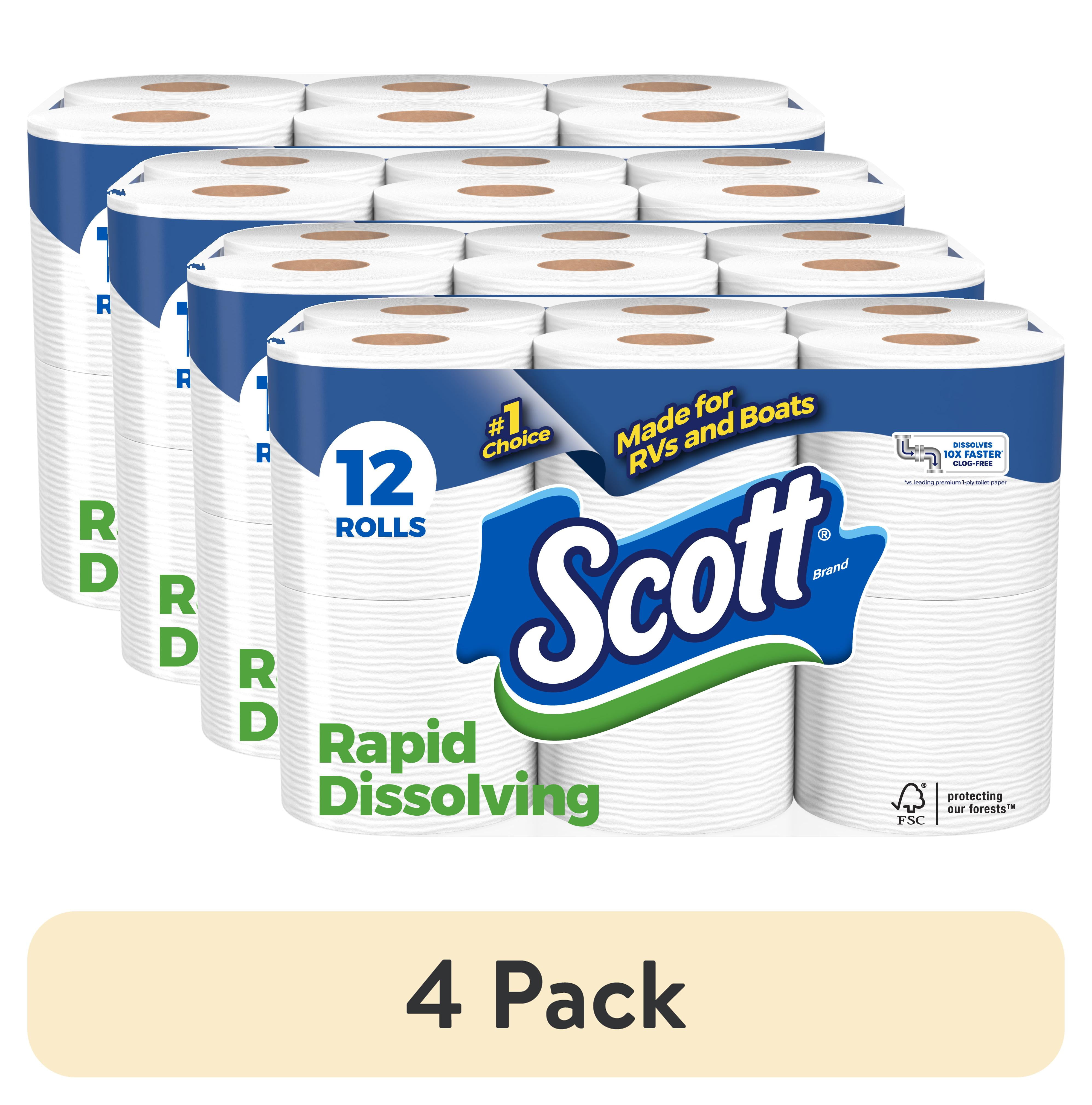 (4 pack) Scott RapidDissolving Toilet Paper, 12 Double Rolls, 231