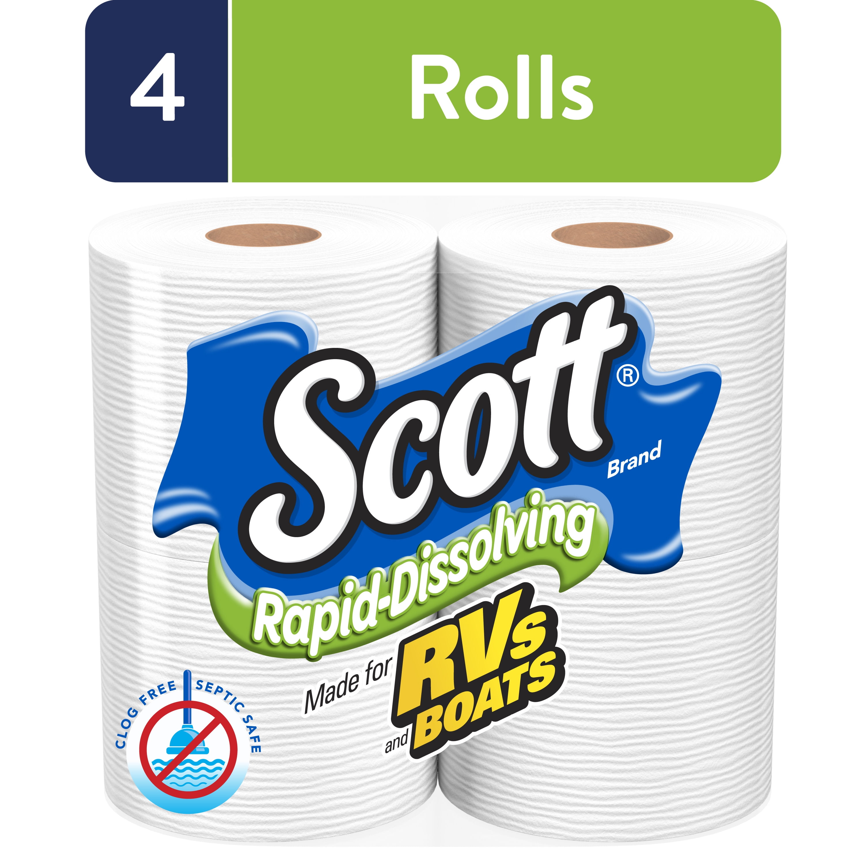 Scott RapidDissolving Toilet Paper, 4 Double Rolls