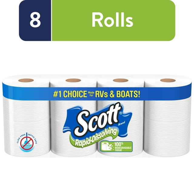 Scott RapidDissolving Toilet Paper, 8 Double Rolls