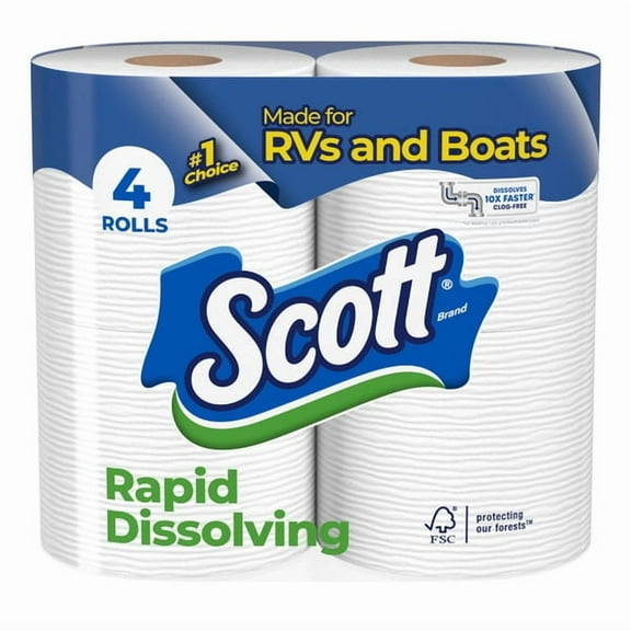 Scott Rapid-Dissolving Toilet Paper, Septic-Safe, 1-Ply, [Insert Roll Count]