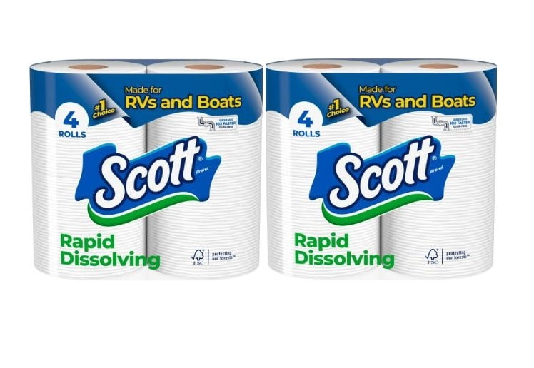 Scott Rapid-Dissolving Toilet Paper for RVs & Boats, 4 Double Rolls ( 2 ...