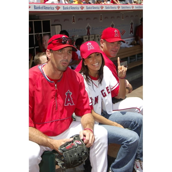 Scott Shields, Eva Longoria Make An Appearance To Throw Out The First Pitch At The Los Angeles Angels Baseball Game
