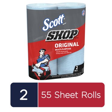 Scott Shop Rolls towels Blue Original Multi Purpose Paper 55 Sheets ROLL 1 12 24