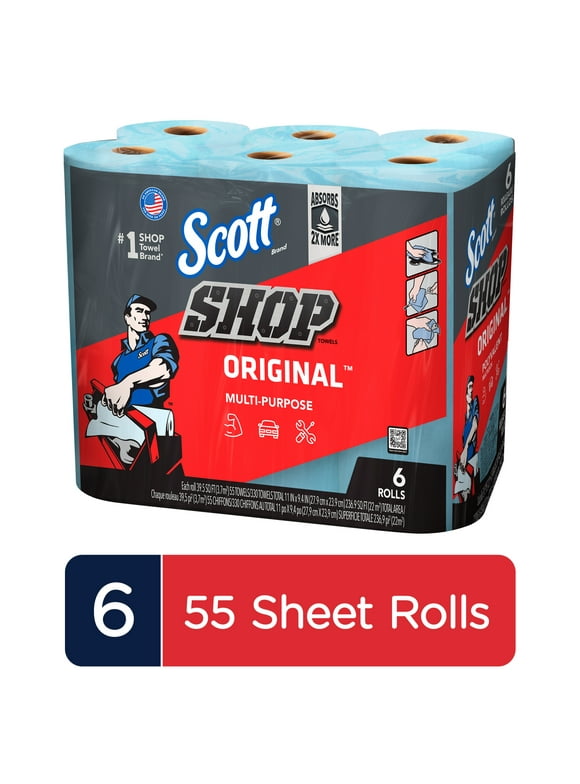 Scott Shop Towels, 6 Rolls, 55 Sheets Per Roll