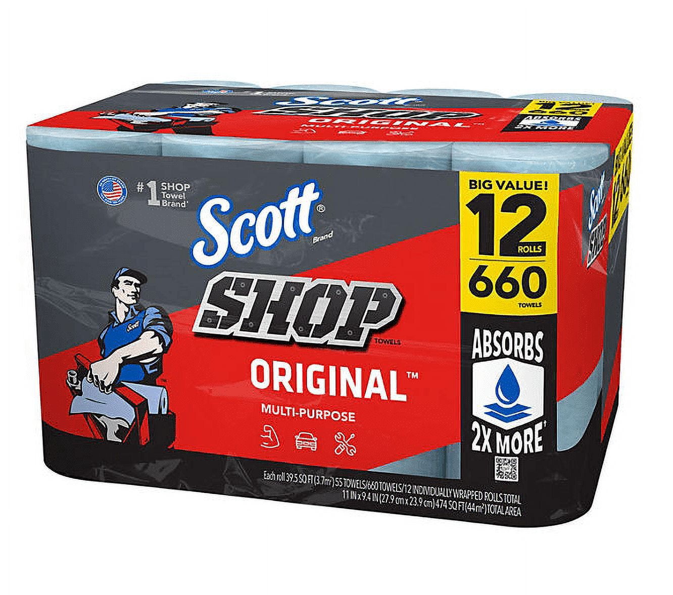 Scott Shop Towels Original (55 sheets/roll, 12 rolls)