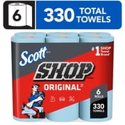 Scott  Shop Towels Original  75180, Original Blue Shop Paper Towels, 9.4"x11" sheets, 6 Rolls 55 Towels/Roll, 6 Rolls/Case, 330 Towels/Case