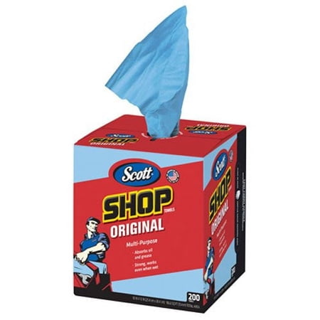 Scott Shop Towels, Pop-Up Box, Blue, 10 X 12, 200/Box