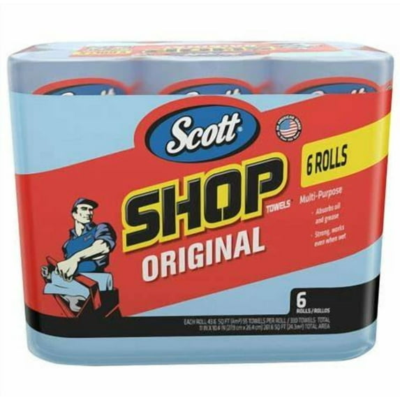 Scott Shop Towels for Clean Change Oil Garage Perforated Easy Tearing Disposable Paper, 110 pack