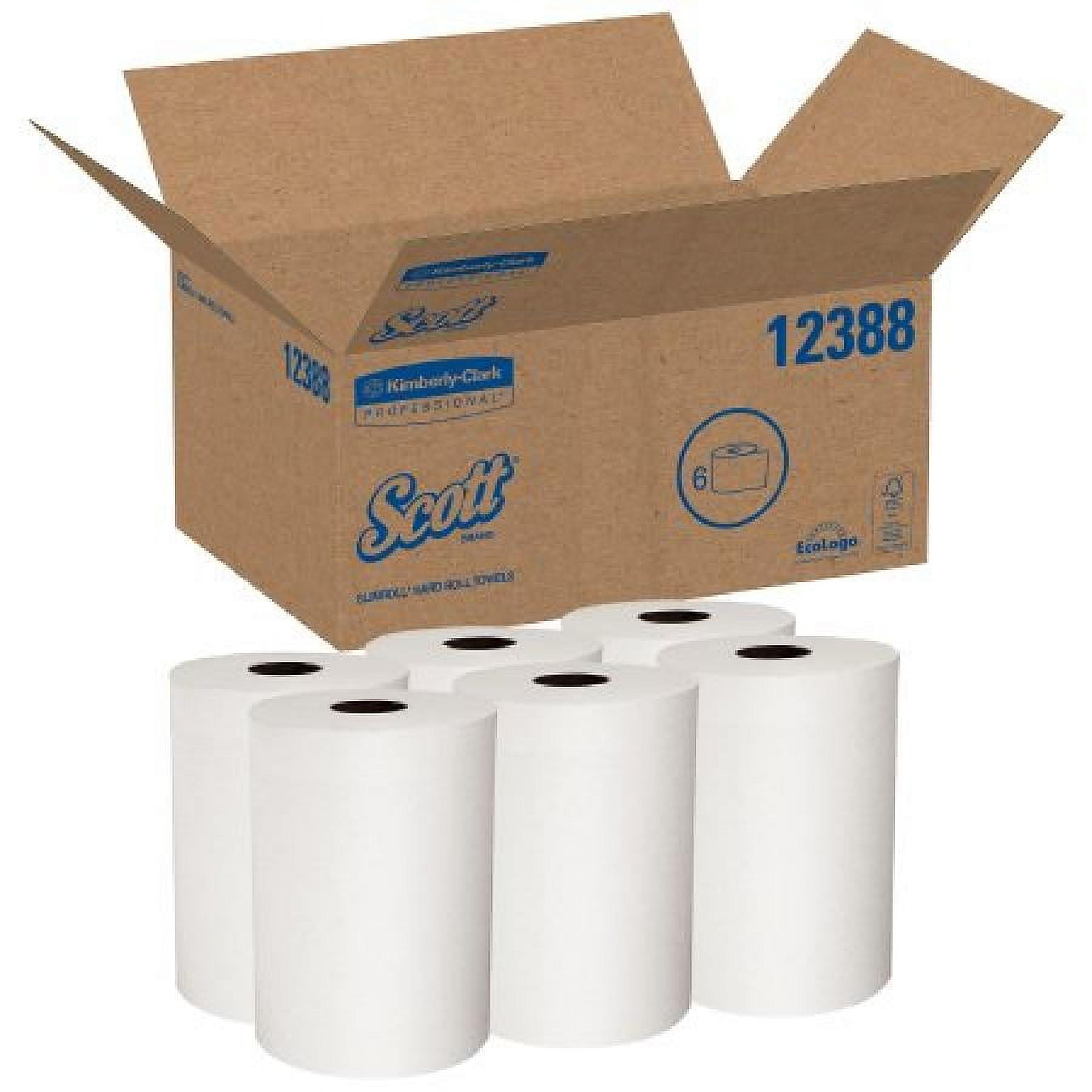 Scott Slimroll Hard Roll Paper Towel, 1-Ply, 8 Inches x 580 Feet, White, 6 Count
