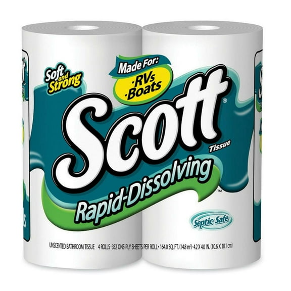 Scott Soft & Strong Rapid-Dissolving Septic-Safe Bath Tissue, 4 Count