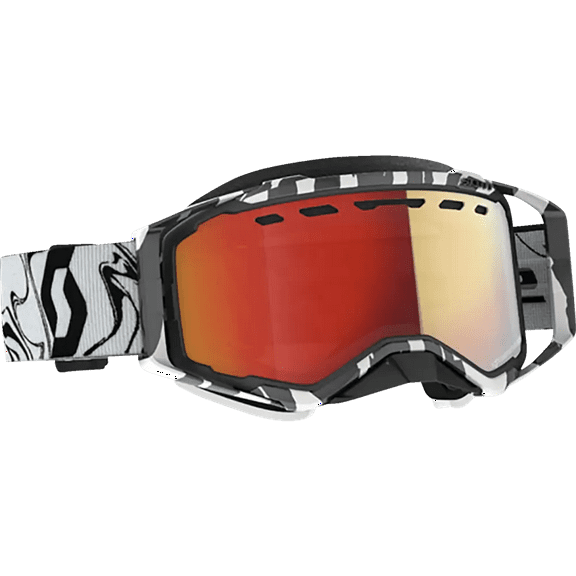 Scott USA Prospect Snowcross Goggles (OSFM, Marble Black/White / Light Sens. Red Chrome Lens)