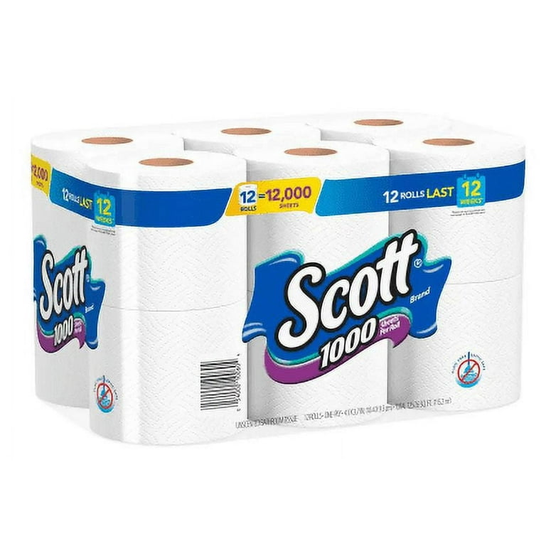 Scott White Toilet Tissue 1000 Sheet 12 Rolls Per Pack 2 Pack