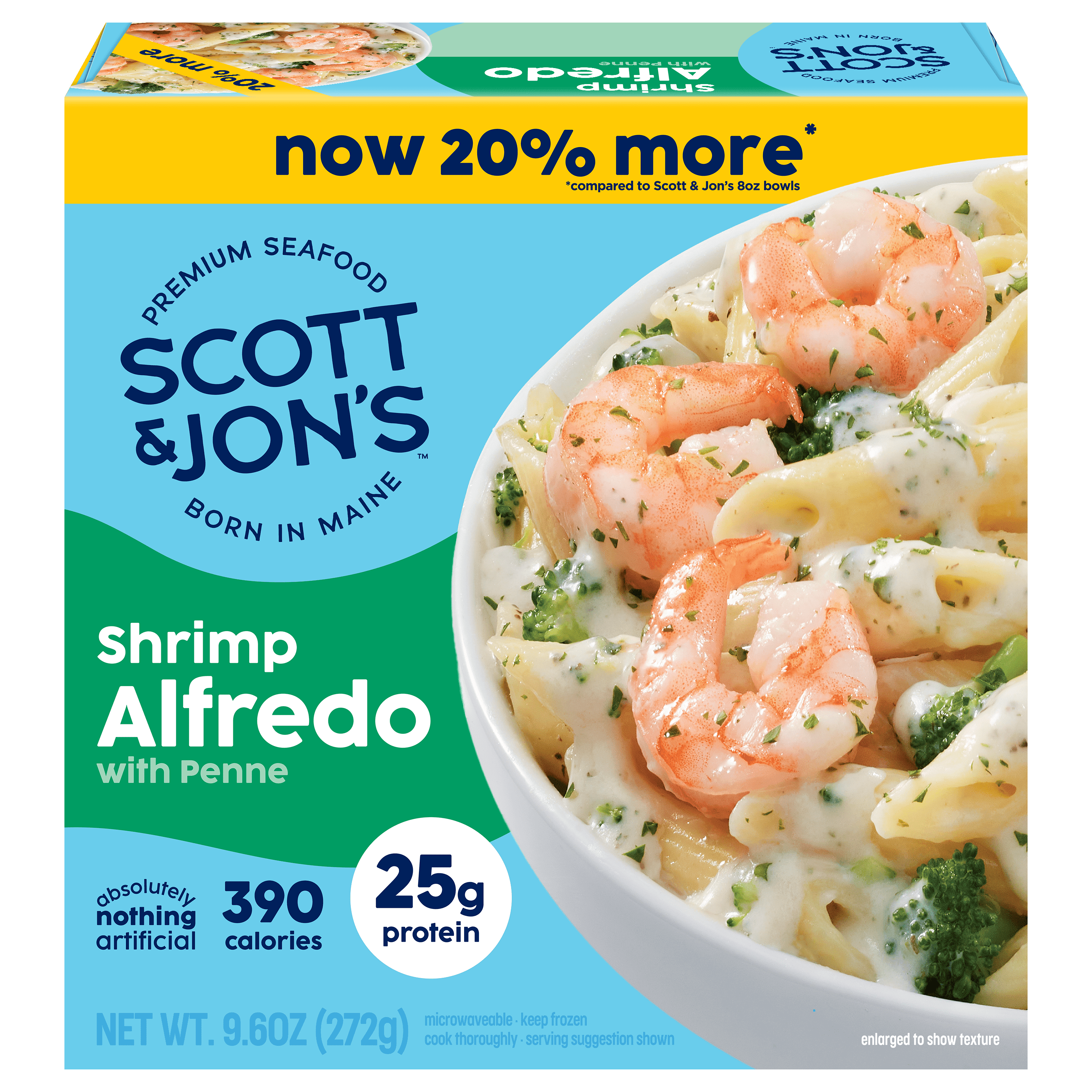 Scott and Jon's Shrimp Alfredo Pasta Bowl Frozen Meal, 9.6 oz