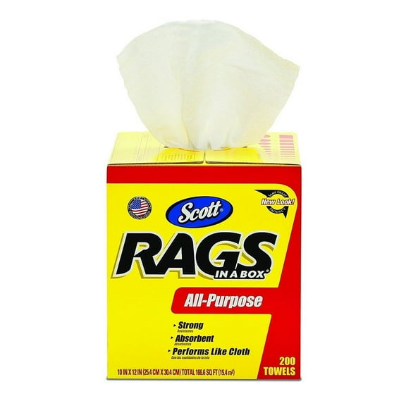 Scott azHHvI Rags In A Box 75260, White, 200 Shop Towels per box, 1600 Count 4 Pack