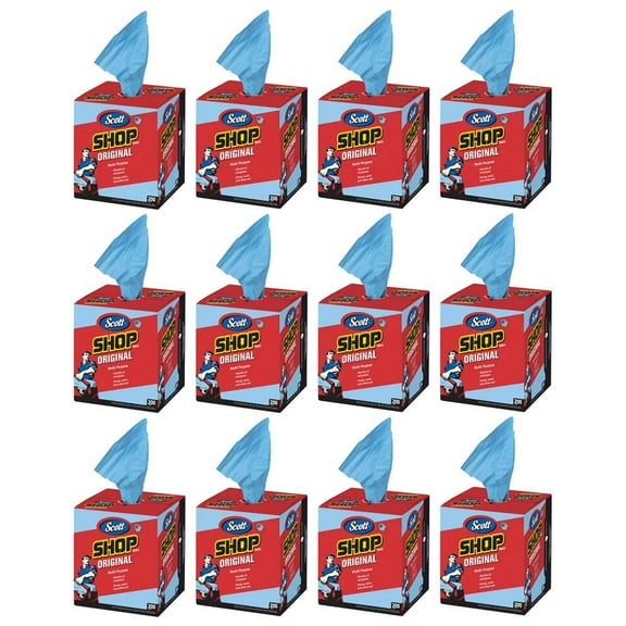 Scott Shop Towels Ddx - Disposable Blue Cleaning Cloths - 12 Box of 200, 10" x 12"