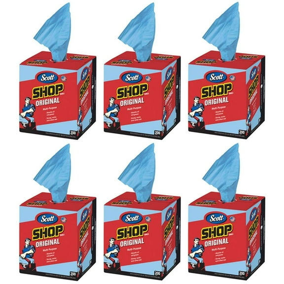 Scott gfv Kimberly-Clark 75190 Shop Towels, 10" x 12", Blue, 6 Box of 200 Towels