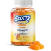SCOTTS EMULSION Omega 3 Gummies for Kids   Mango Flavor   Fish Oil + Iron, Immune Support & Brain Health, Kids Multivitamin with Iron, Easy-to-Take Cod Liver Oil Alternative, 30 Gummies