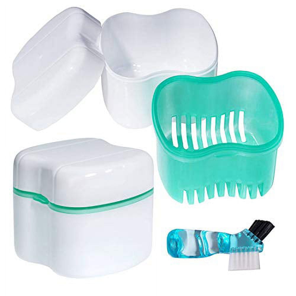 Scotte Denture Case,Dentures Box,Denture Brush Retainer Case,Denture Cups Bath,Dentures