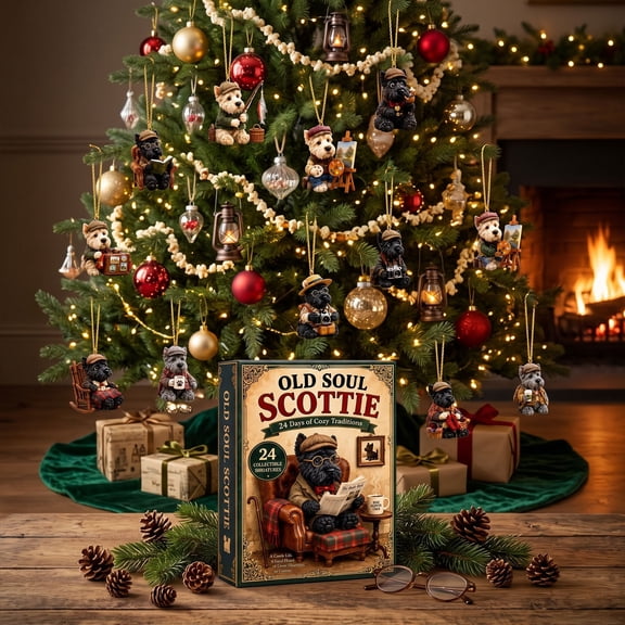 Scottie Dog Advent Calendar 2024 24 Days Acrylic Flat Ornaments Christmas Countdown Gift