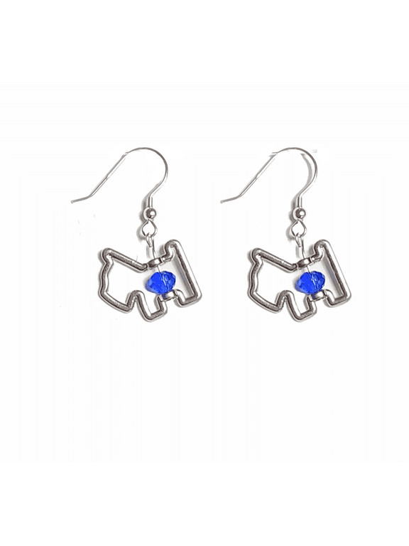 Scottie Dog Earrings with Blue Crystals
