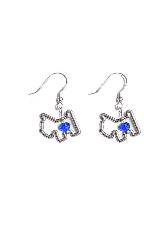 Scottie Dog Earrings with Blue Crystals