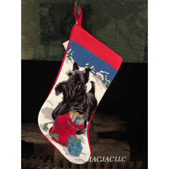 Scottie Dog Needlepoint Christmas Stocking MACJACLLC Weight 1 lb