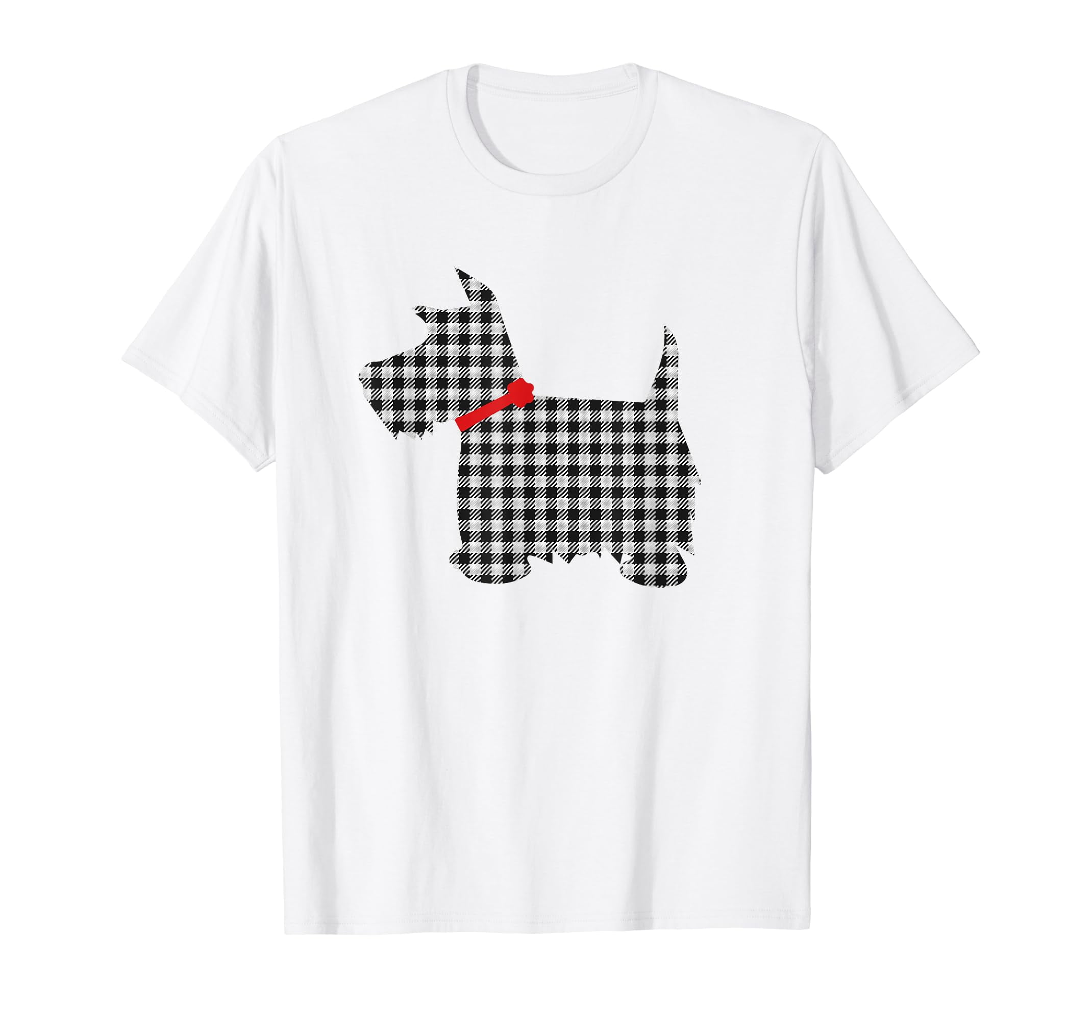 Scottie Dog Scottish Terrier T Shirt Black White Plaid
