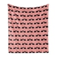 thumbnail image 1 of Scottie Dog Soft Flannel Fleece Throw Blanket, Animals Romance Couple in Love with Hearts on Pink Polka Dotted Background, Cozy Plush for Indoor and Outdoor Use, 60" x 80", Multicolor, by Ambesonne, 1 of 6