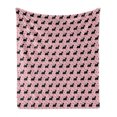 thumbnail image 1 of Scottie Dog Soft Flannel Fleece Throw Blanket, Hairy and Fluffy Adult Terrier and Bones on Pink Background, Cozy Plush for Indoor and Outdoor Use, 50" x 70", Pale Pink and Black, by Ambesonne, 1 of 6