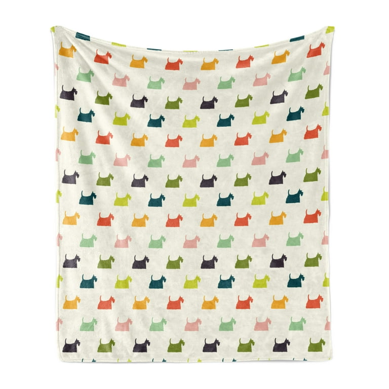 Scottie Dog Soft Flannel Fleece Throw Blanket Stencil Style