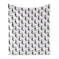 thumbnail image 1 of Scottie Dog Soft Flannel Fleece Throw Blanket, Teenager Girl with Hat Walking Her Dog on Polka Dotted Backdrop, Cozy Plush for Indoor and Outdoor Use, 50" x 60", Scarlet Black and Blue, by Ambesonne, 1 of 6