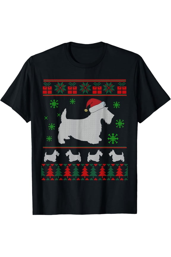 Scottie Dog Ugly Christmas Sweater Gift for Dog Lovers T-Shirt
