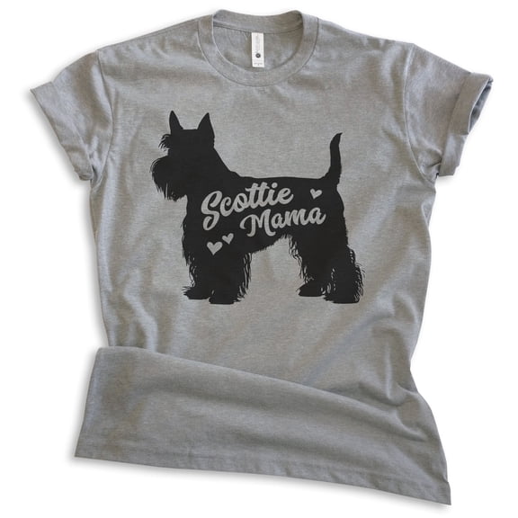 Scottie Mama, Unisex Women's Shirt, Scottish Terrier, Scottie Owner, Funny Dog Mama Gift, Dark Heather Gray, Large