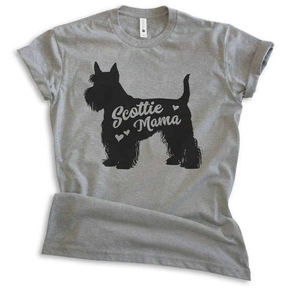 Scottie Mama, Unisex Women's Shirt, Scottish Terrier, Scottie Owner, Funny Dog Mama Gift, Dark Heather Gray, XX-Large