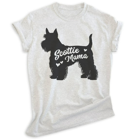 Scottie Mama, Unisex Women's Shirt, Scottish Terrier, Scottie Owner, Funny Dog Mama Gift, Heather Ash, X-Small
