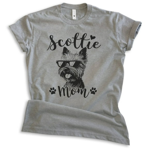 Scottie Mom, Unisex Women's Shirt, Scottish Terrier, Scottie Owner, Funny Dog Mom Gift, Dark Heather Gray, Small
