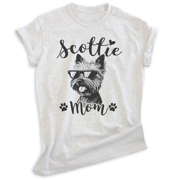 Scottie Mom, Unisex Women's Shirt, Scottish Terrier, Scottie Owner, Funny Dog Mom Gift, Heather Ash, X-Small