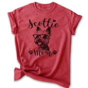 Scottie Mom, Unisex Womens Shirt, Scottish Terrier, Scottie Owner, Funny Dog Mom Gift, Heather Red, Medium