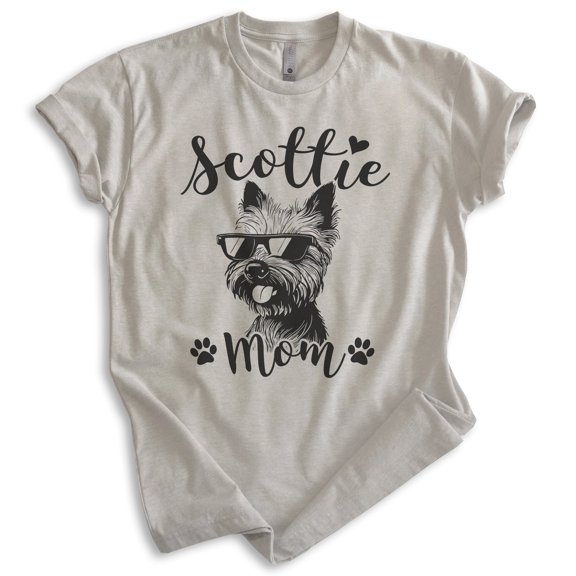 Scottie Mom, Unisex Women's Shirt, Scottish Terrier, Scottie Owner, Funny Dog Mom Gift, Light Silk Gray, Large