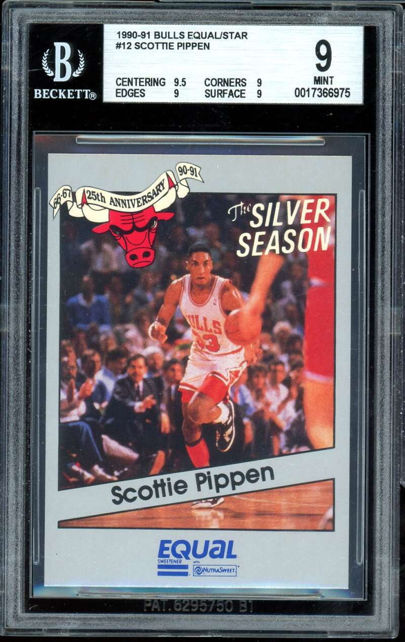 Scottie Pippen Card 199091 Bulls Equal/Star 12 BGS 9