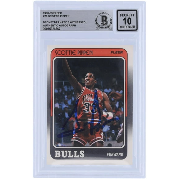 Scottie Pippen Chicago Bulls Autographed 1988-89 Fleer #20 Beckett Fanatics Witnessed Authenticated 10 Rookie Card - Fanatics Authentic Certified