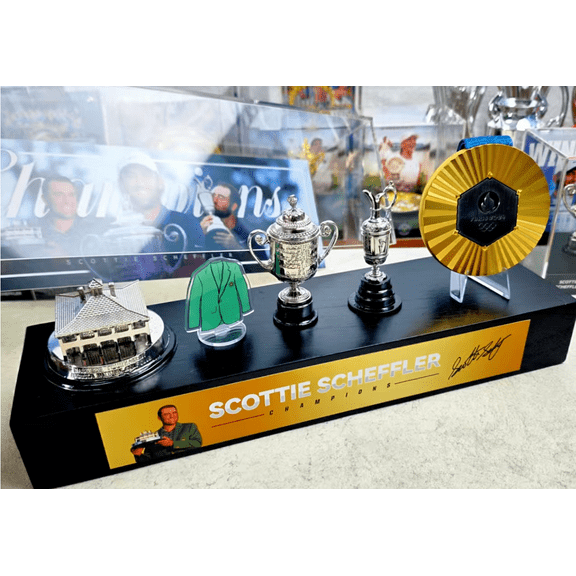 Scottie Scheffler Golf Grand Slam Trophy 8 cm Metal 4 Trophy with Display Case,Christmas Halloween Gifts
