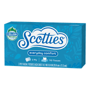 مناديل الوجه Scotties Everyday Comfort المكونة من طبقتين غير معطرة ومضادة للحساسية، علبة مستطيلة واحدة، 110 مناديل في العلبة